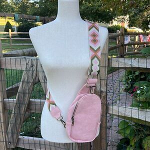 Brand New Cross Body Bag Purse Pink Vegan Leather